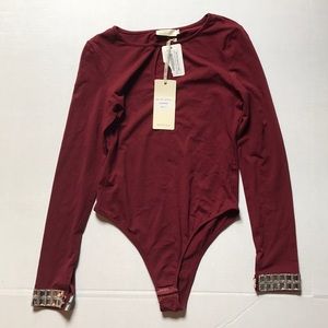 Matilda by True Love Long Sleeves Bodysuit Wine S